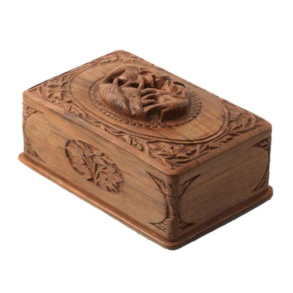 Kashmiri Handcrafted Raised Elephant Walnut Wood Jewellery Box