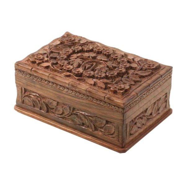 Kashmiri Spring Flower And Chinar Handmade Walnut Wood Jewellery Box