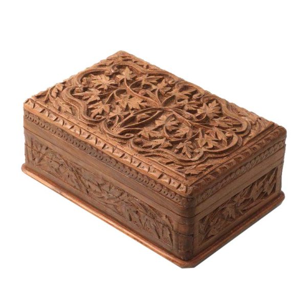 Chinar Leaves Kashmiri Walnut Wood Jewellery Box