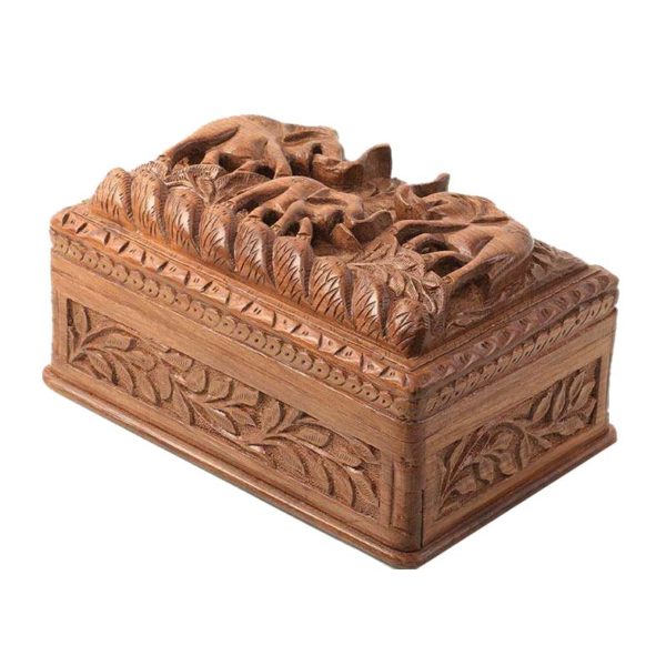 Kashmiri Handmade Walnut Wood Elephant Jewellery Box