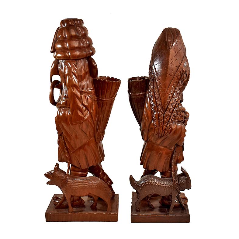 Handcrafted Solid Walnut Wood Mithuna Tribal Pair Statuette. | The Kay