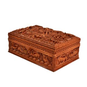 Handmade Raised Walnut Wood Wildlife Jewellery Box